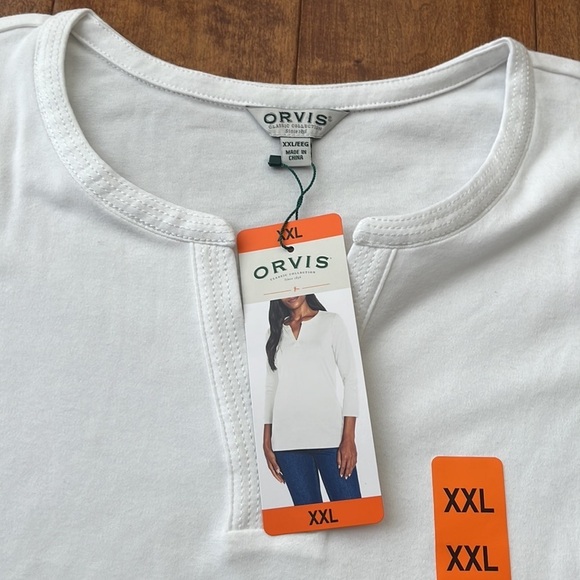 Orvis White Split Neck Blouse Size XXL - Picture 7 of 14